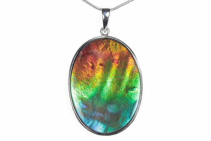 Stunning Ammolite Oval Pendant - Sterling Silver #376225